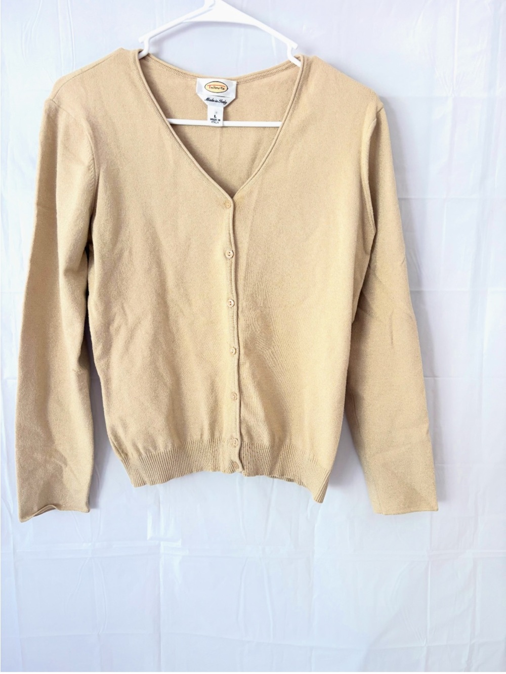 NWOT VTG Talbots Metallic Gold V-Neck Button-Up Cardigan Sweater SZ L